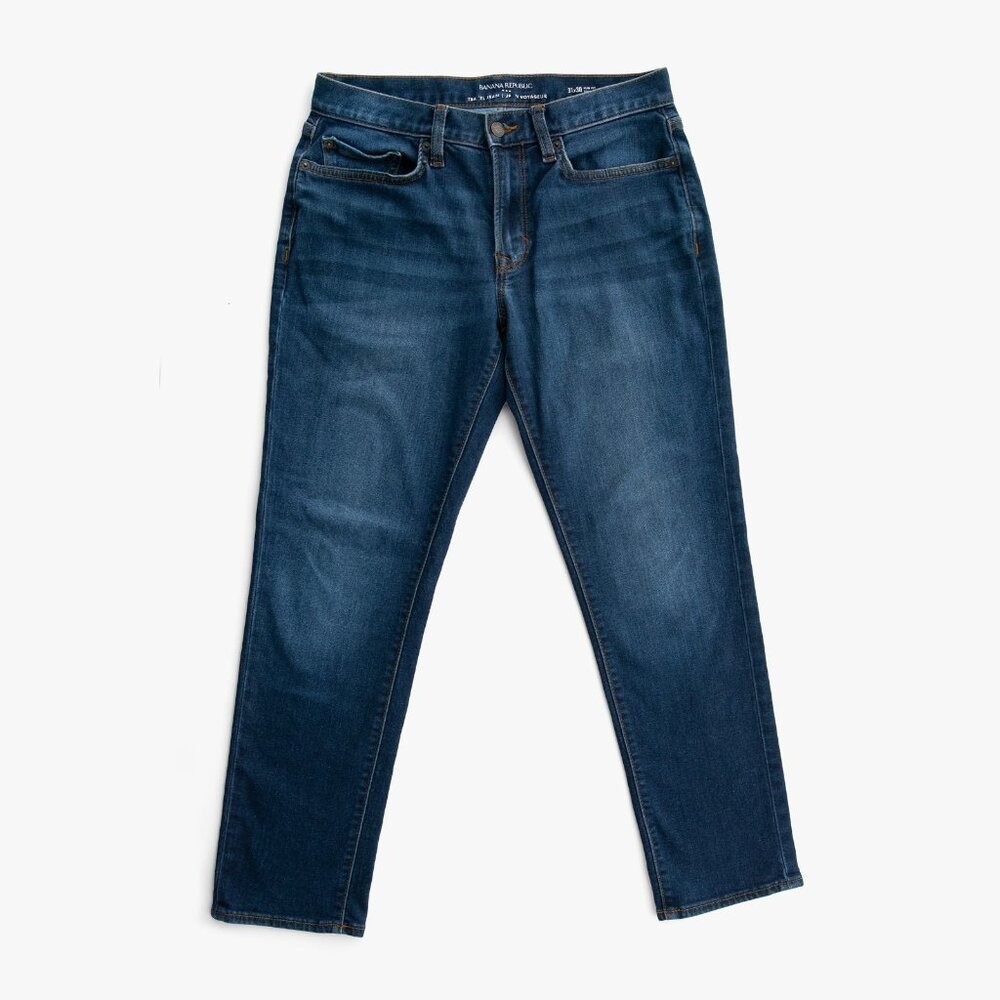 Banana Republic Men's 31x30 Travel Jeans Denim Pants Slim Stretch Dark Wash
